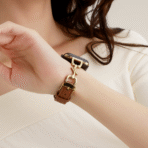 Unique Fashion Rose Thorn Metal Full-Grain Leather Apple Watch Band