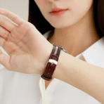 Full-Grain Leather Metal Beads Braided Apple Watch Band