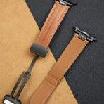 Calf Leather Apple Watch Band with Matte Black Magnetic Clasp