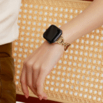 Unique Fashion Rose Thorn Metal Full-Grain Leather Apple Watch Band