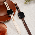 Full-Grain Leather Metal Beads Braided Apple Watch Band