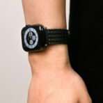 Fine Mesh Stainless Steel Apple Watch Band worn on wrist