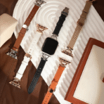 Exquisite Old Money Style Litchi Leather Apple Watch Band