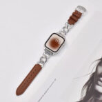 Exquisite Minimalist Full-Grain Leather Metal Chain Apple Watch Band