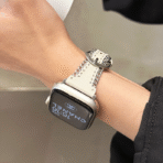 Unique Fashion Chain Design Full-Grain Leather Apple Watch Band