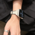 Unique Fashion Chain Design Full-Grain Leather Apple Watch Band