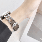 Exquisite Minimalist Full-Grain Leather Metal Chain Apple Watch Band