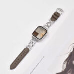 Exquisite Minimalist Full-Grain Leather Metal Chain Apple Watch Band