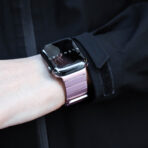 Rose Gold Magnetic Stainless Steel Apple Watch Band on wrist