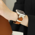 Fashionable Full-Grain Leather Color-Block Apple Watch Band