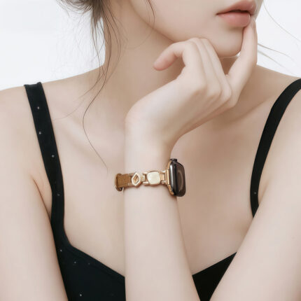 Unique Fashion Irregular Geometric Full-Grain Leather Apple Watch Band