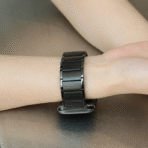Professional Black Magnetic Stainless Steel Apple Watch Band with a matte finish