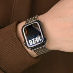 Close-up of Woven Metal Strap on Apple Watch