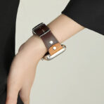 Fashionable Full-Grain Leather Color-Block Apple Watch Band