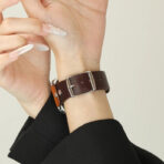 Fashionable Full-Grain Leather Color-Block Apple Watch Band