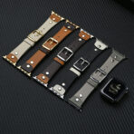 Fashionable Full-Grain Leather Color-Block Apple Watch Band