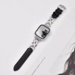 Exquisite Minimalist Full-Grain Leather Metal Chain Apple Watch Band